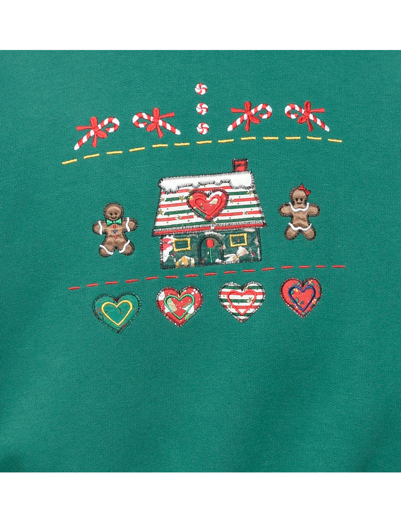 Embroidered Christmas Sweatshirt - M