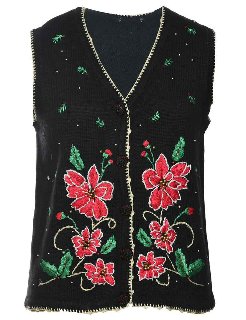 Embroidered Christmas Vest - M