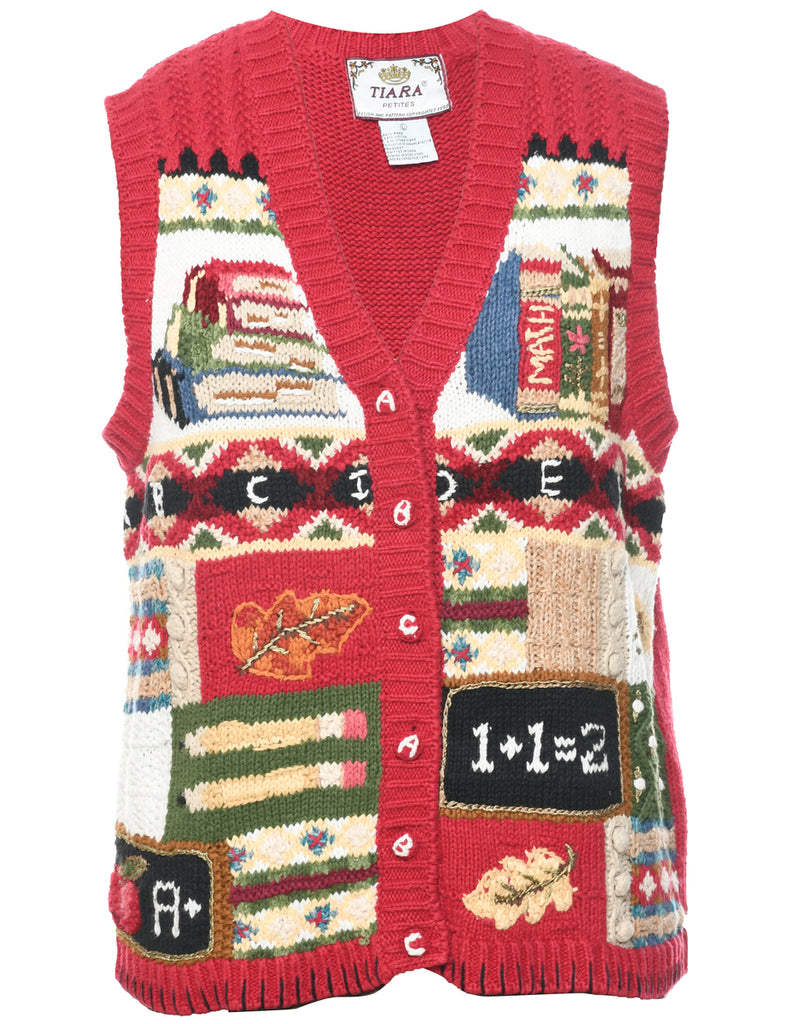 Embroidered Christmas Vest - L