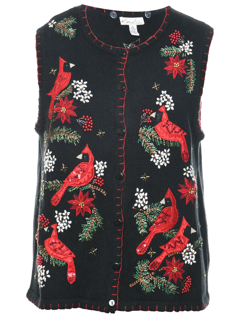 Embroidered Christmas Vest - M