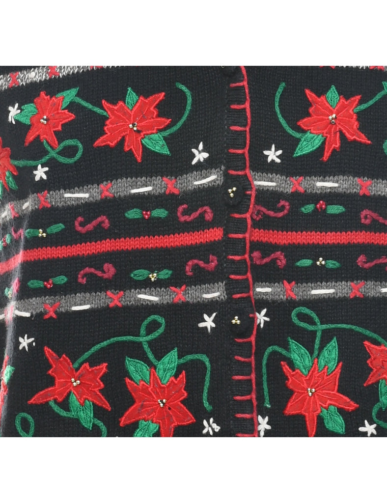 Embroidered Christmas Vest - L