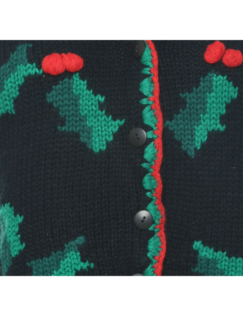 Embroidered Christmas Vest - L