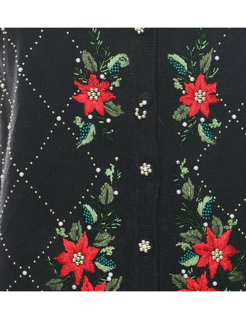 Embroidered Christmas Vest - L