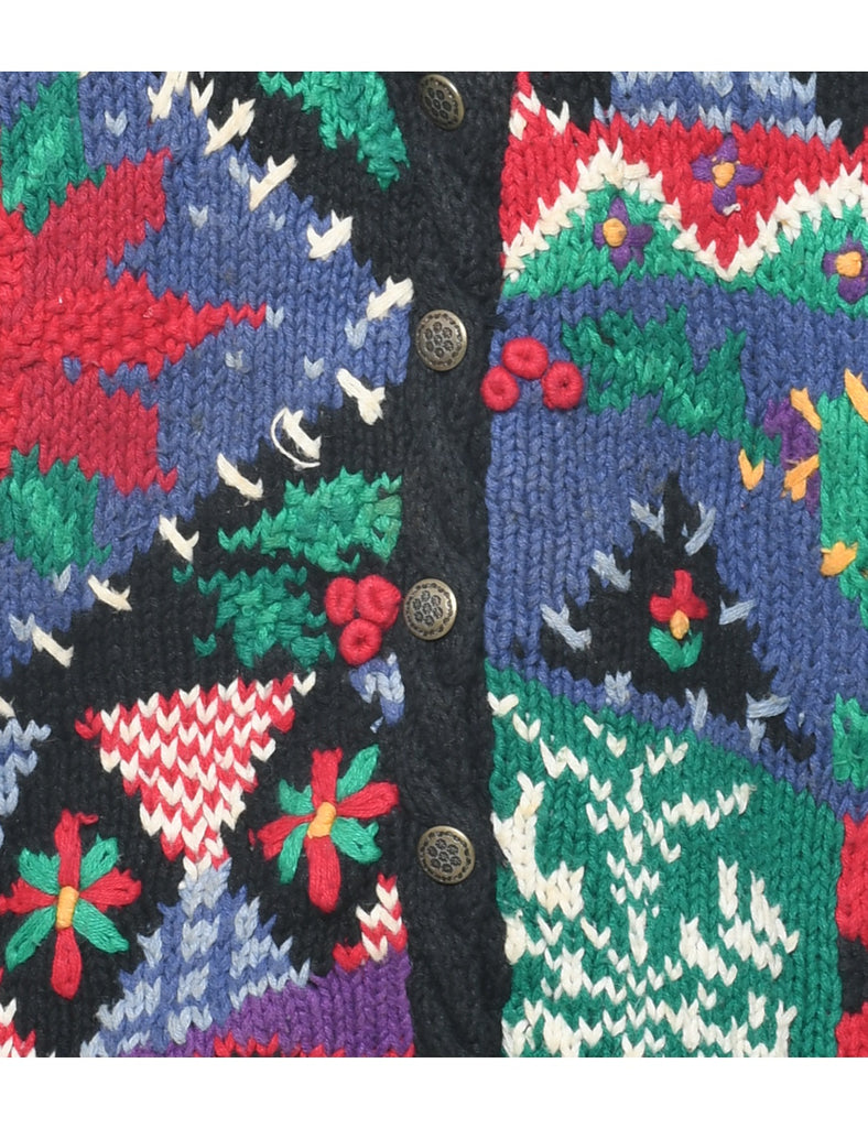 Embroidered Christmas Vest - L