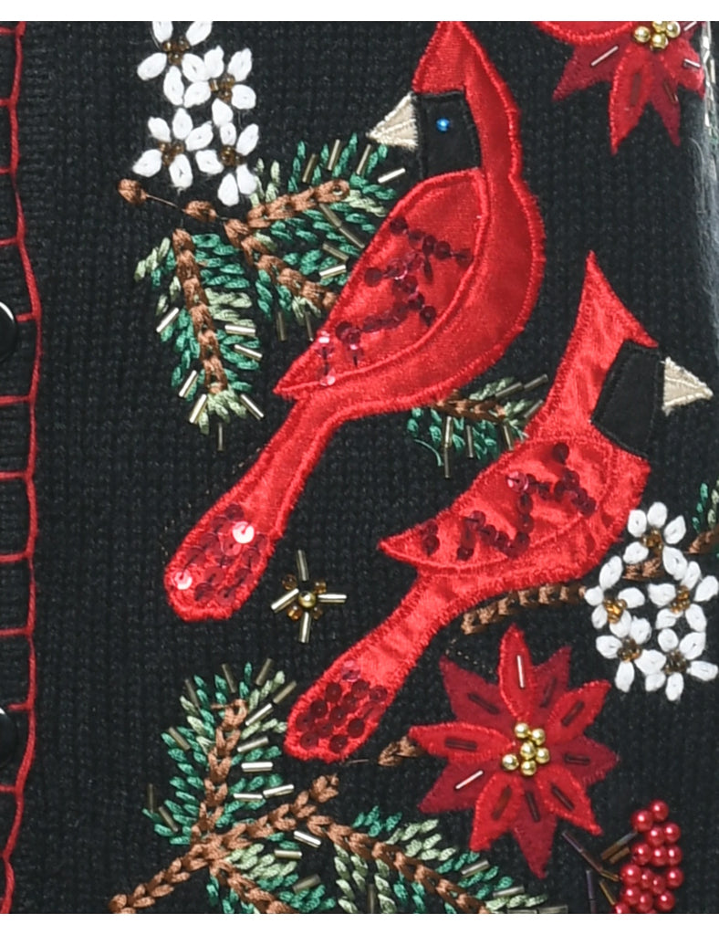 Embroidered Christmas Vest - M