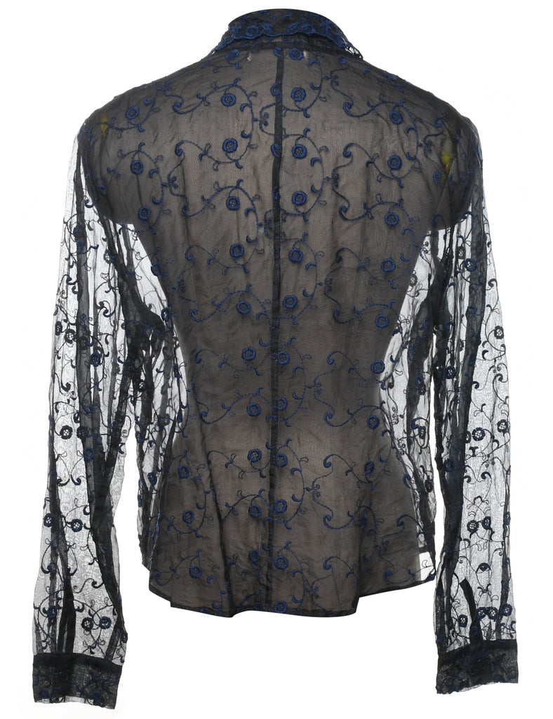 Embroidered Printed Top - L