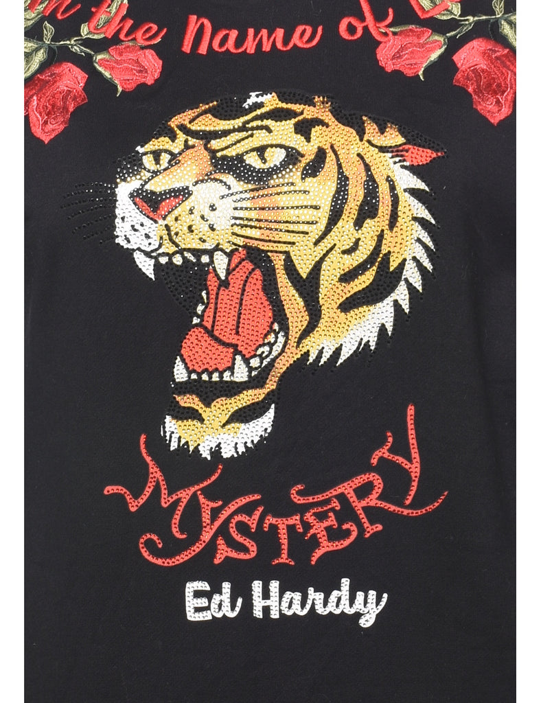 Embroidered & Sequined Ed Hardy Y2K Sweatshirt - S