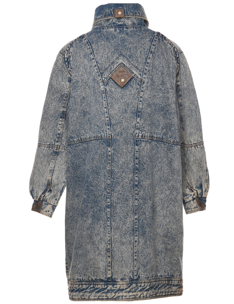 Extra Long Acid Wash Denim Jacket - XL