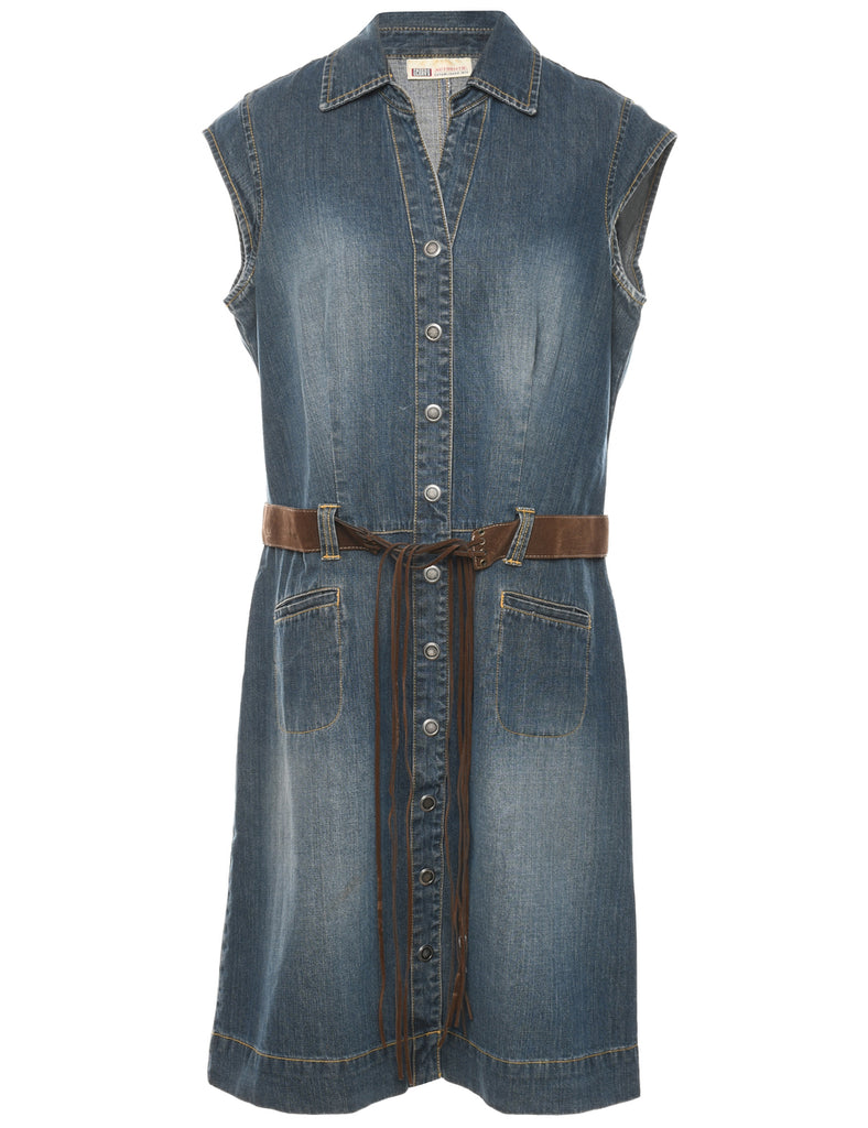 Faded Wash Y2K Denim Dress - M