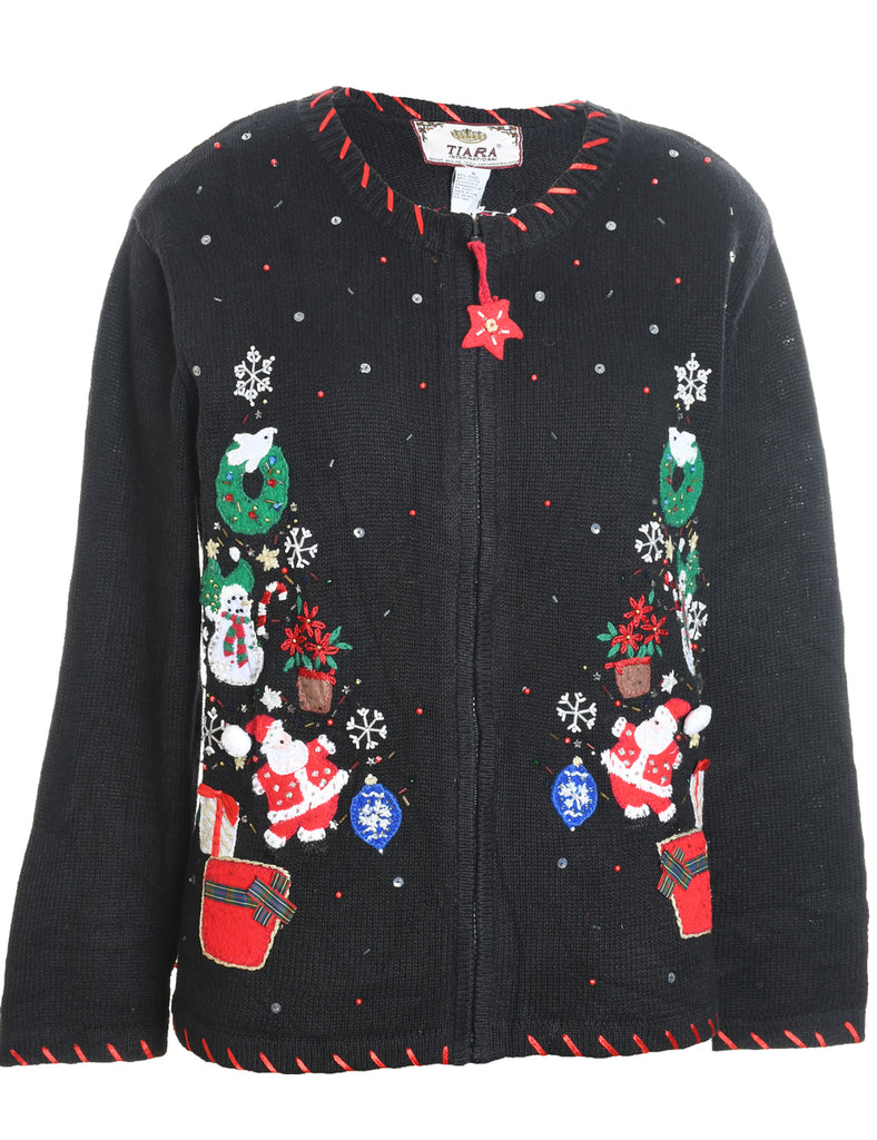 Festive Print Christmas Cardigan - M