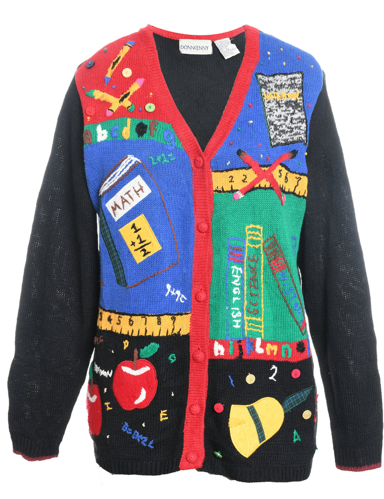 Festive Print Christmas Cardigan - M