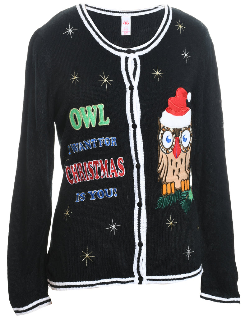 Festive Print Christmas Cardigan - M