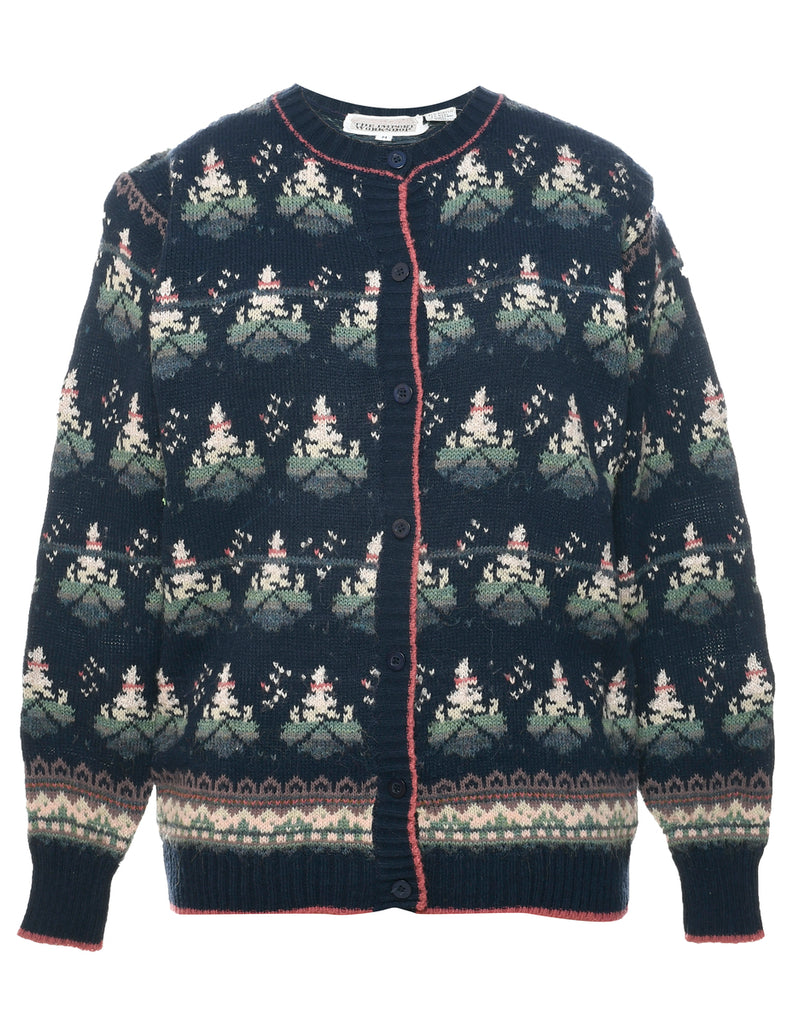 Festive Print Christmas Cardigan - M