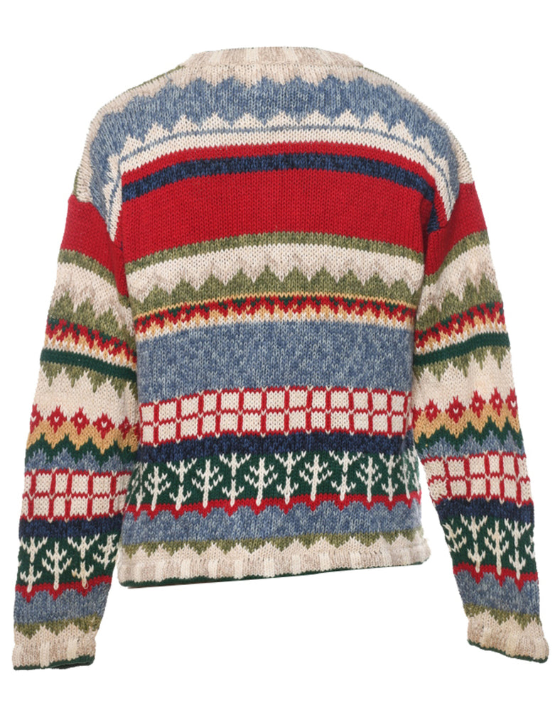 Festive Print Christmas Cardigan - M