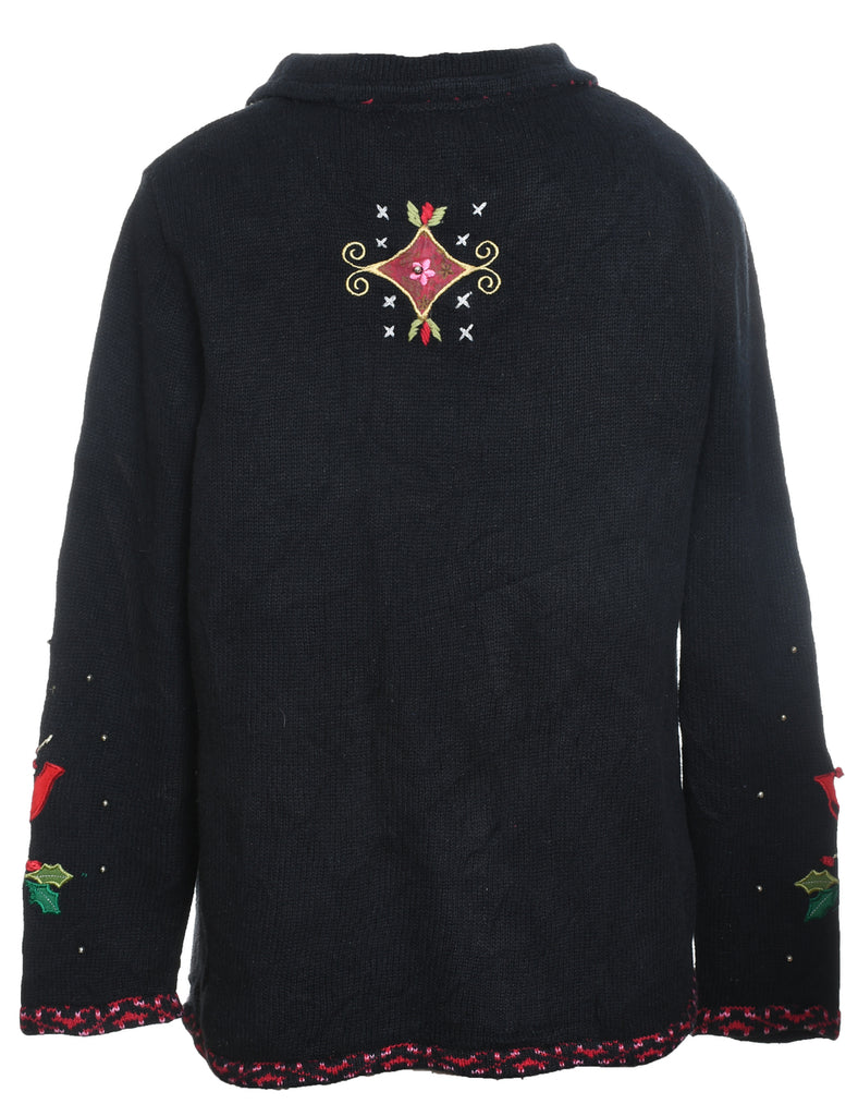 Festive Print Christmas Cardigan - L