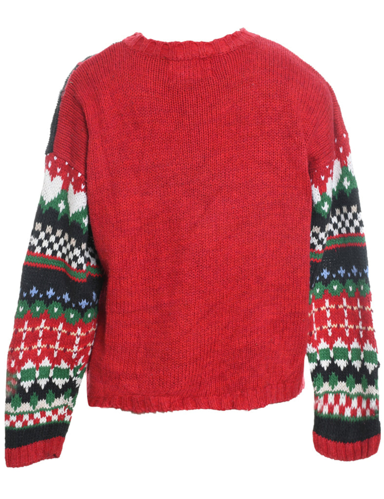 Festive Print Christmas Cardigan - XL