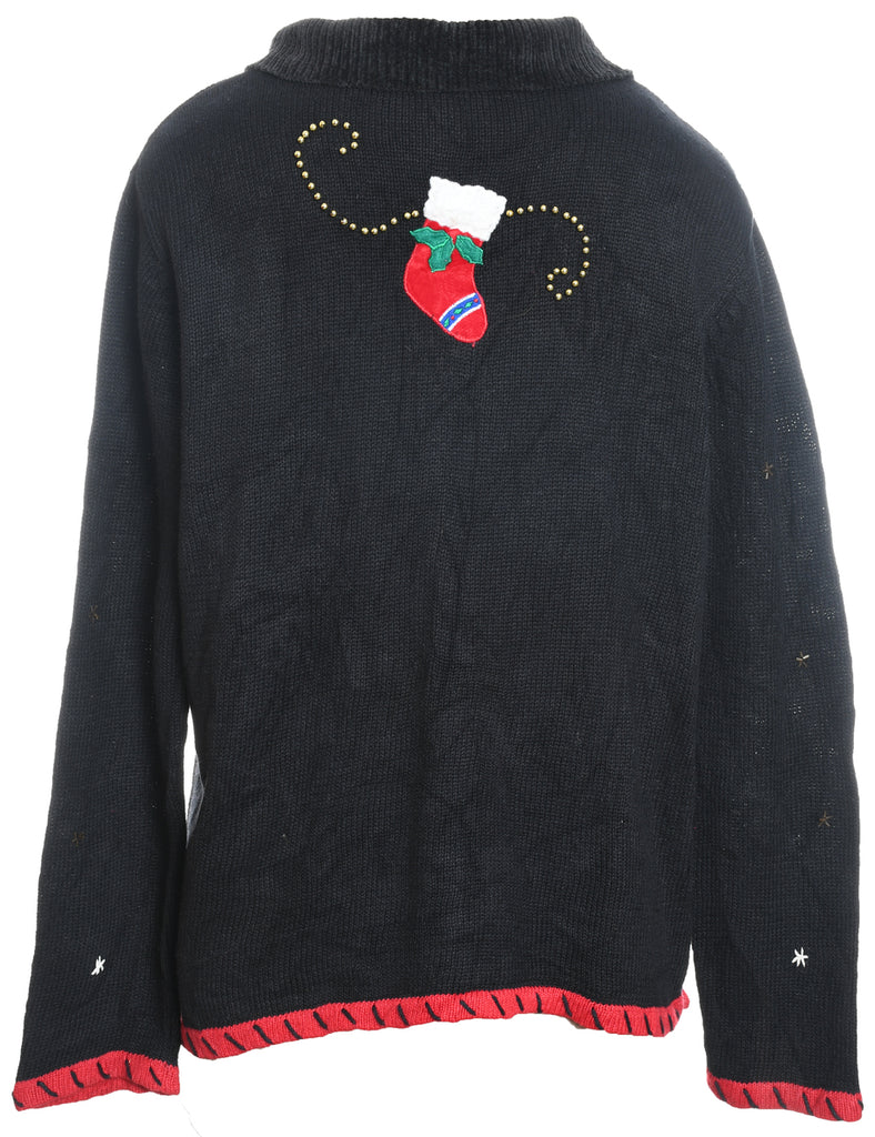 Festive Print Christmas Cardigan - L