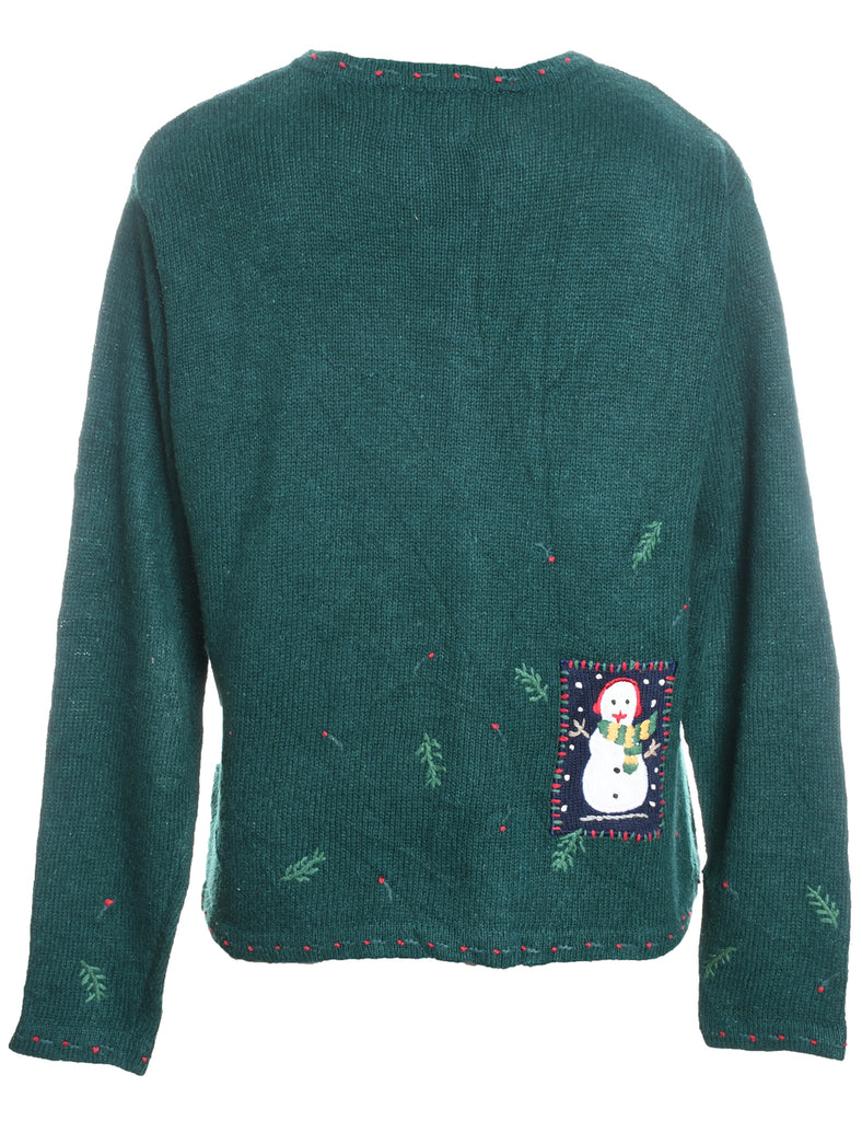 Festive Print Christmas Cardigan - M