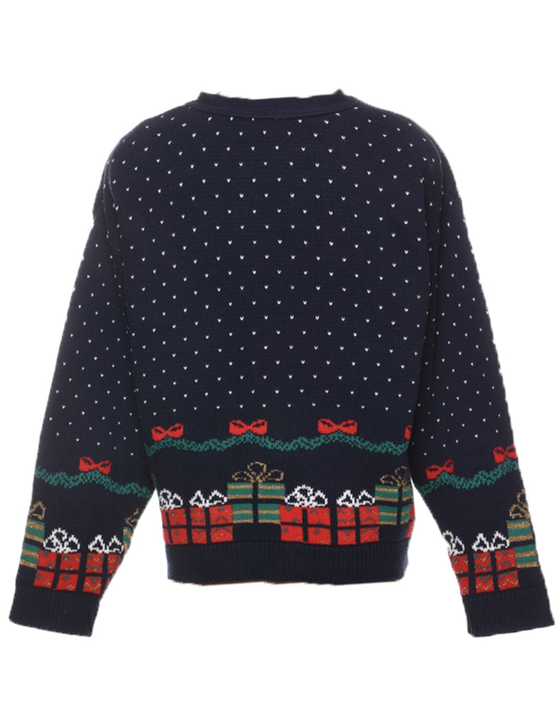 Festive Print Christmas Cardigan - M