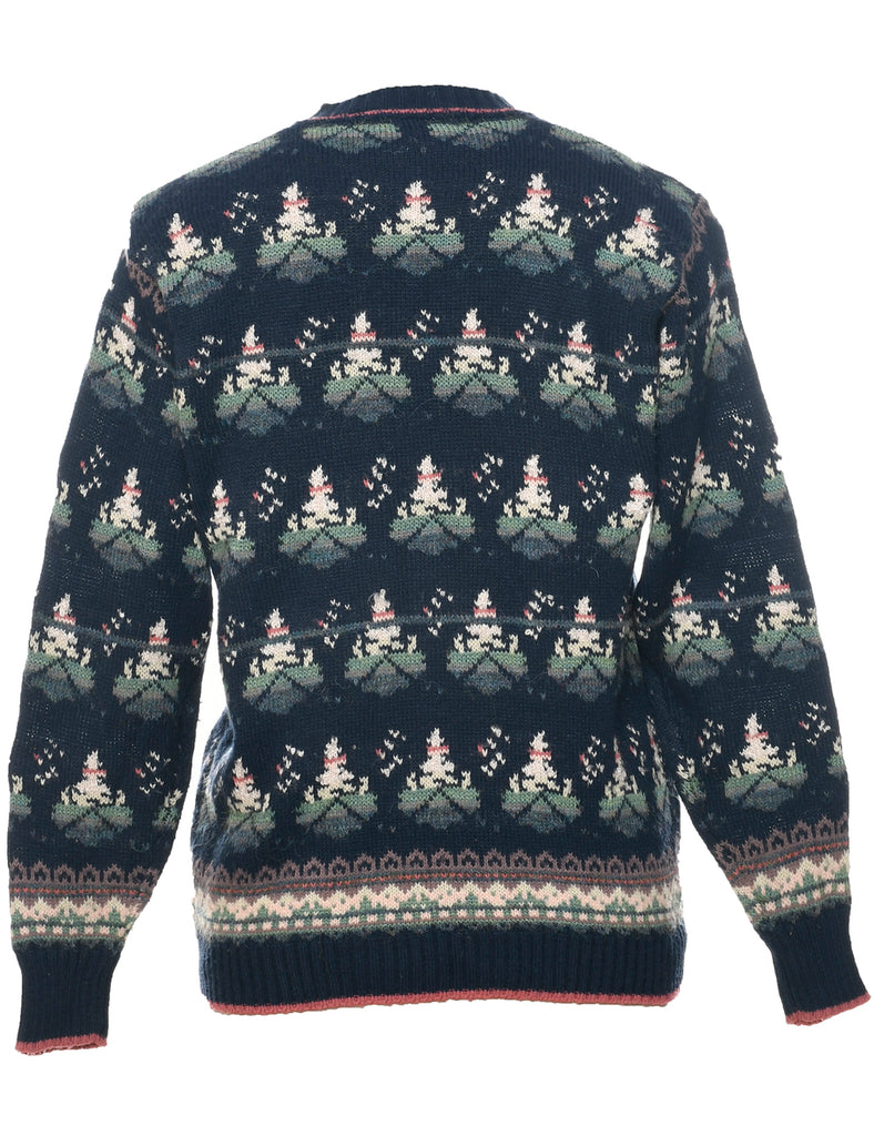 Festive Print Christmas Cardigan - M