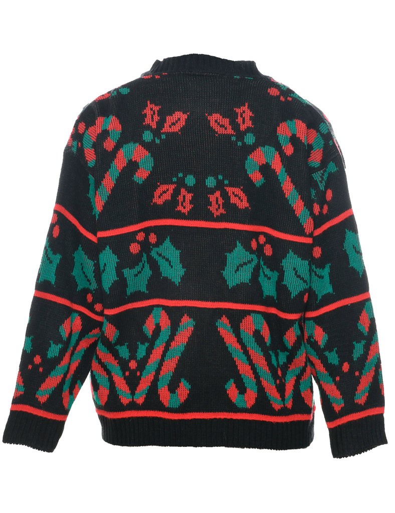 Festive Print Christmas Cardigan - L