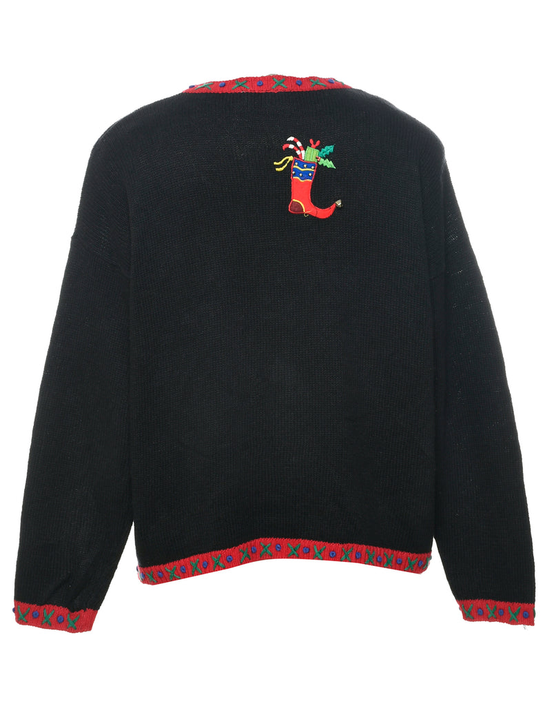 Festive Print Christmas Cardigan - L