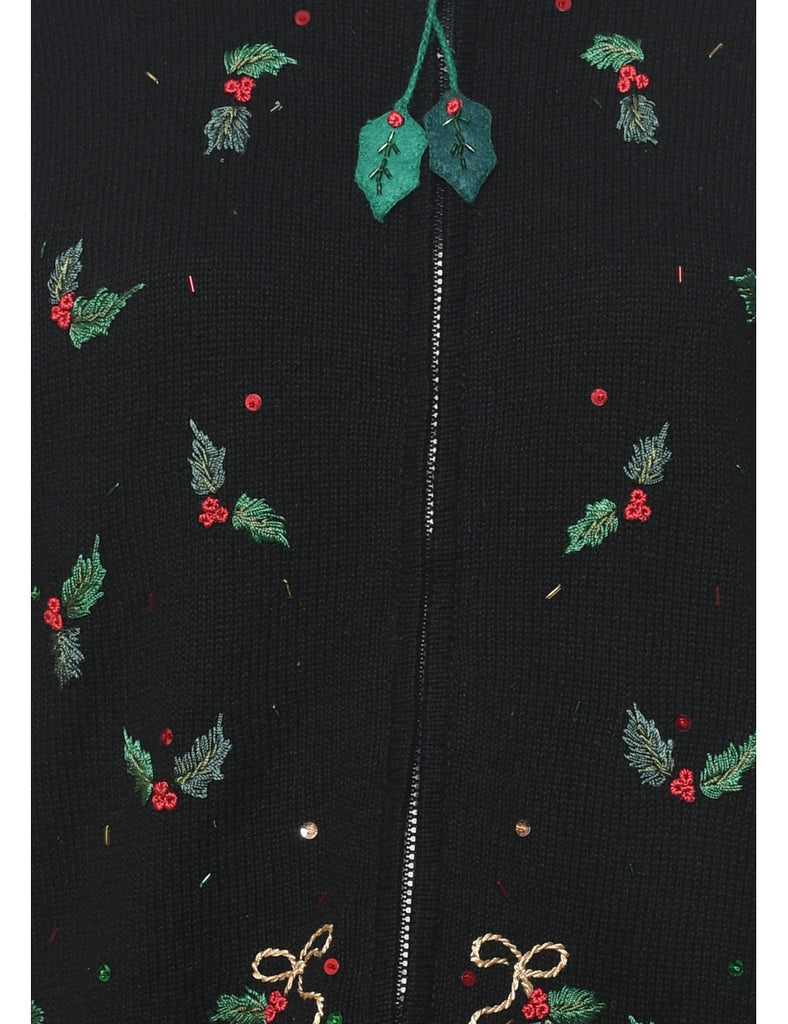 Festive Print Christmas Cardigan - M