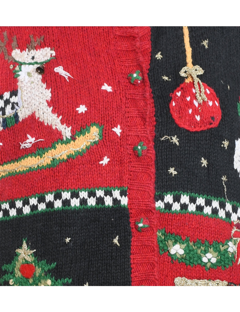 Festive Print Christmas Cardigan - XL