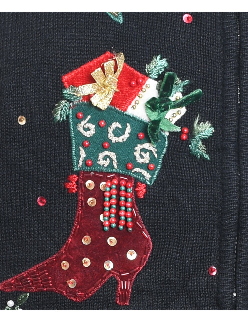 Festive Print Christmas Cardigan - M