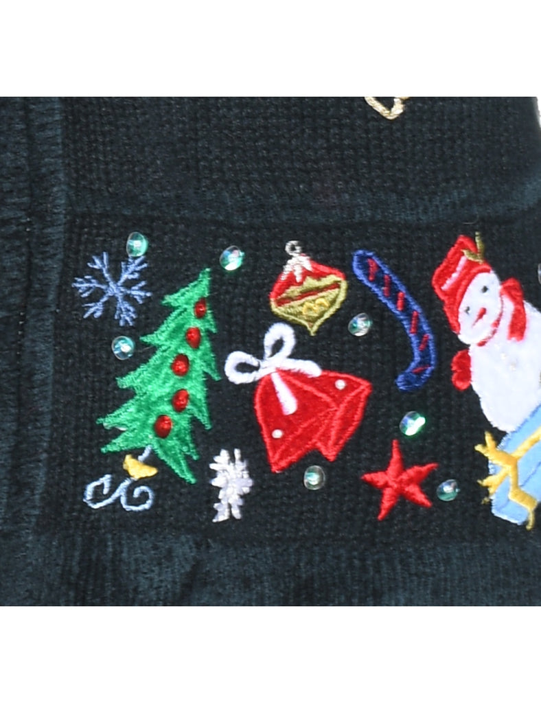 Festive Print Christmas Cardigan - L