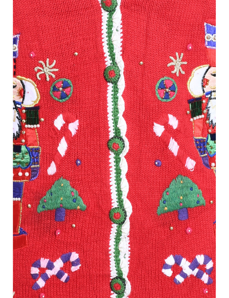 Festive Print Christmas Cardigan - M