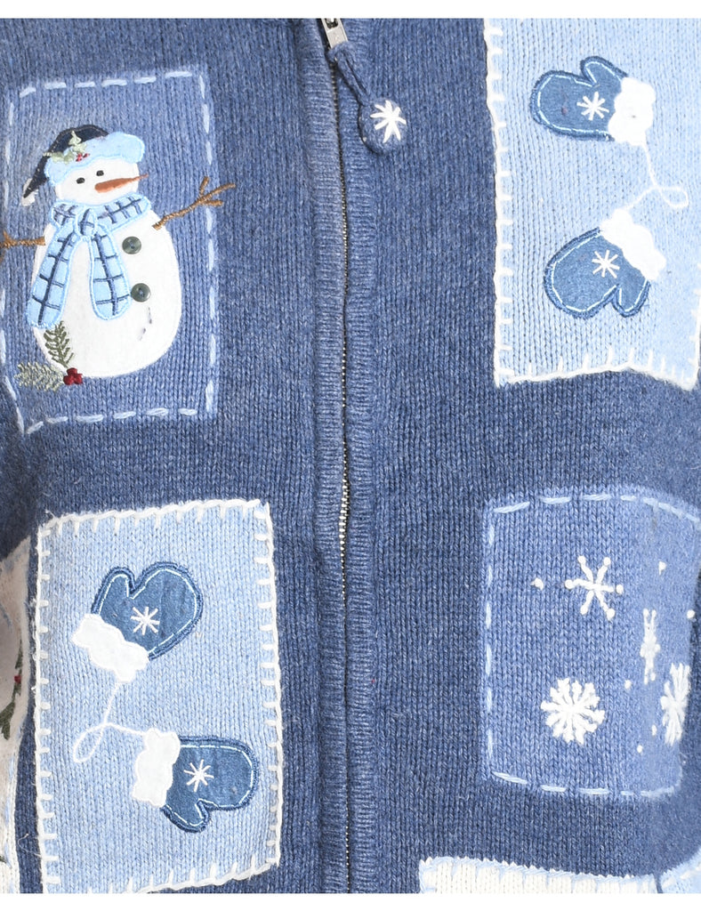 Festive Print Christmas Cardigan - S