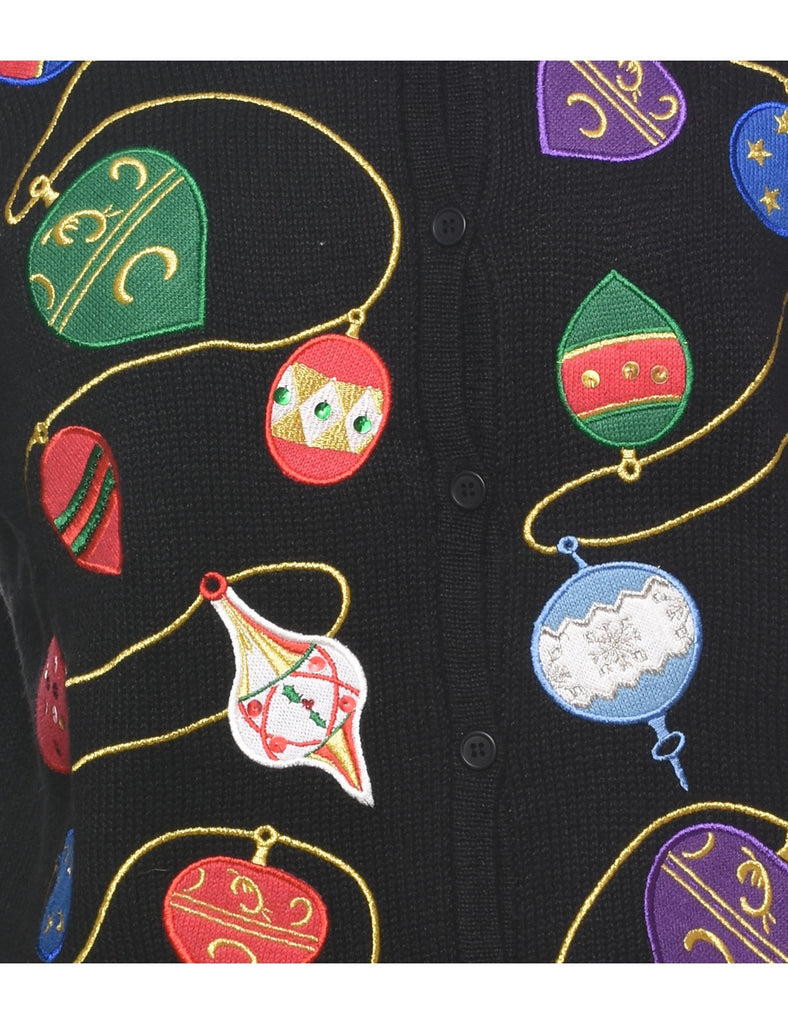 Festive Print Christmas Cardigan - M