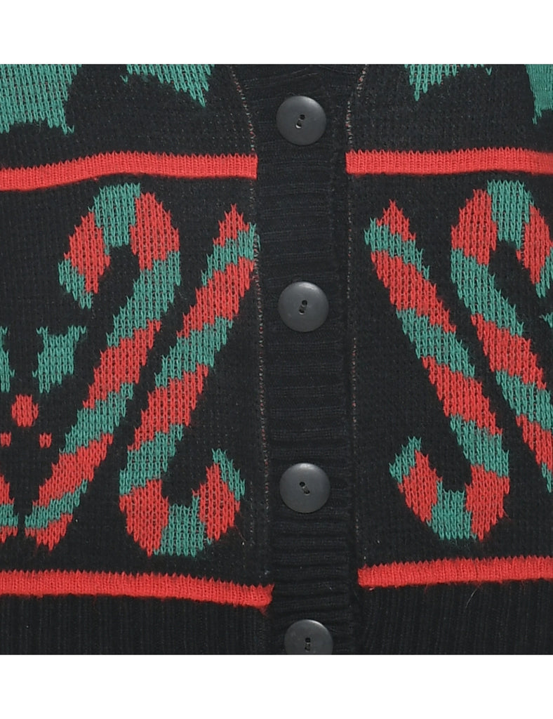 Festive Print Christmas Cardigan - L