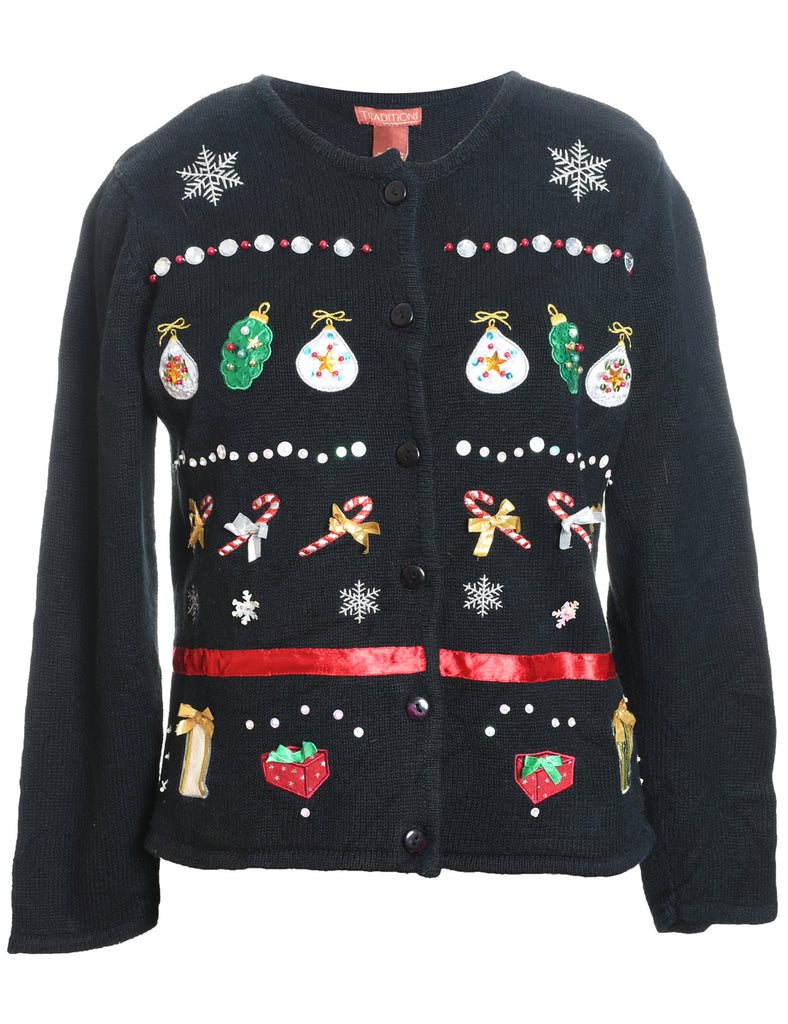 Festive Print Christmas Jumper - S