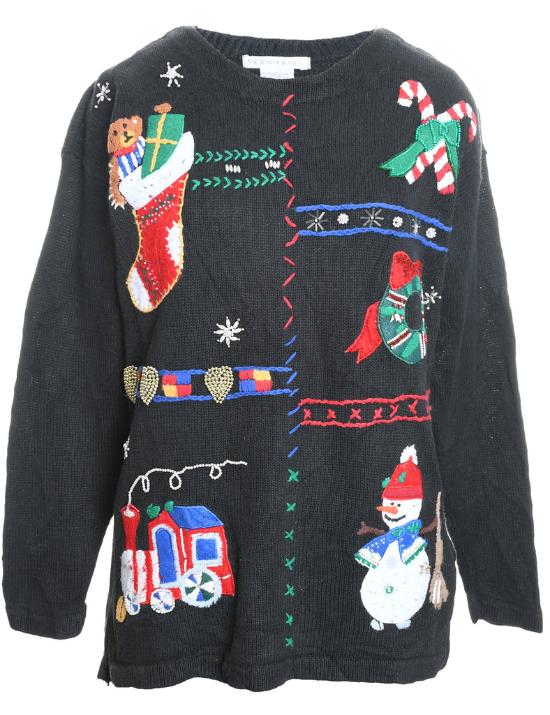 Festive Print Christmas Jumper - M