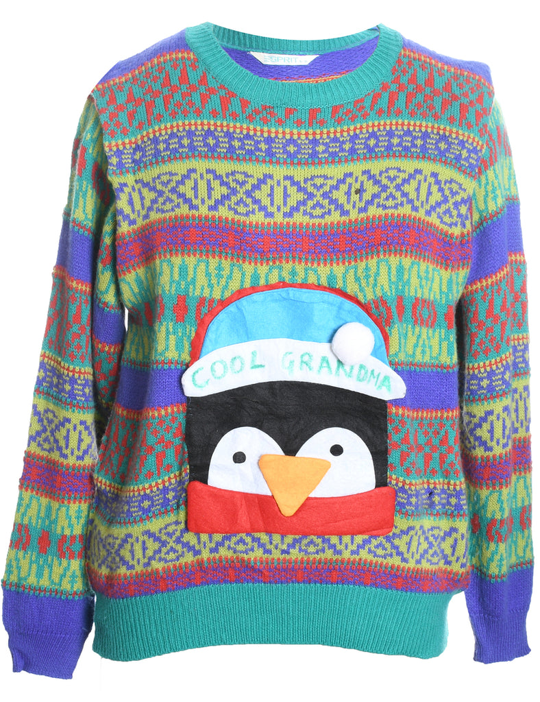 Festive Print Christmas Jumper - S