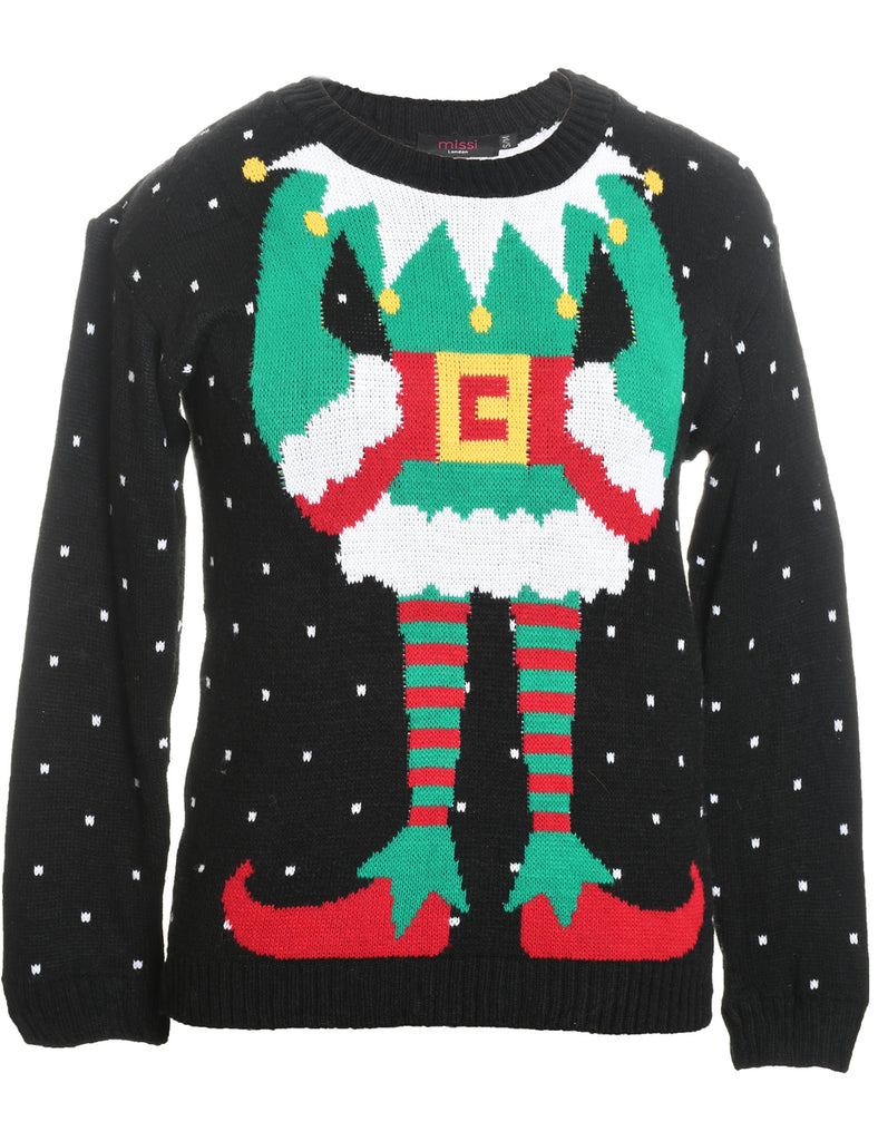 Festive Print Christmas Jumper - S