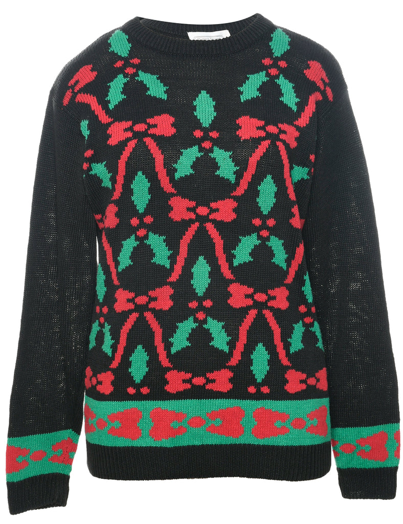 Festive Print Christmas Jumper - M