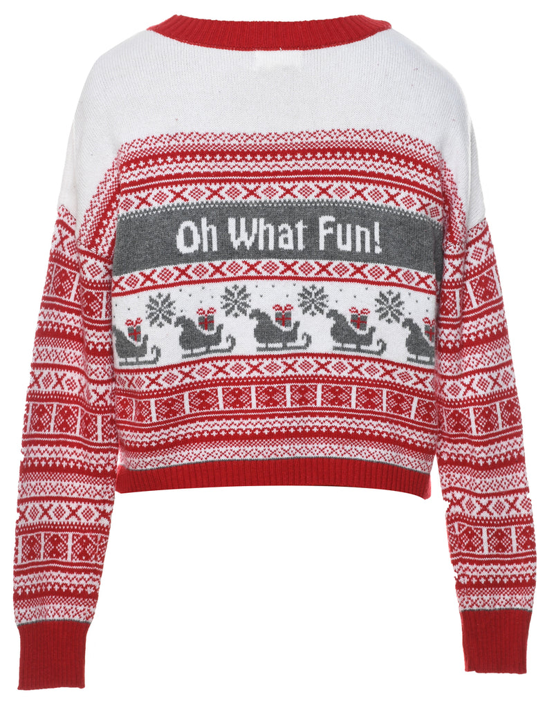 Festive Print Christmas Jumper - L