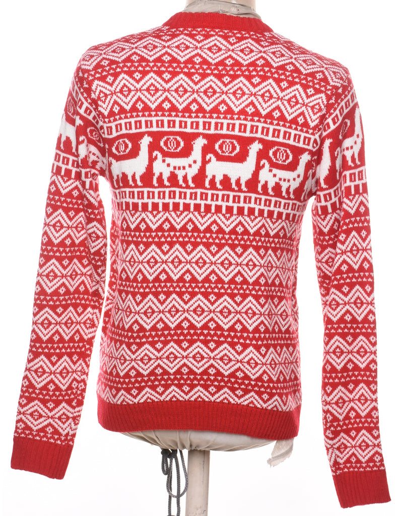 Festive Print Christmas Jumper - M