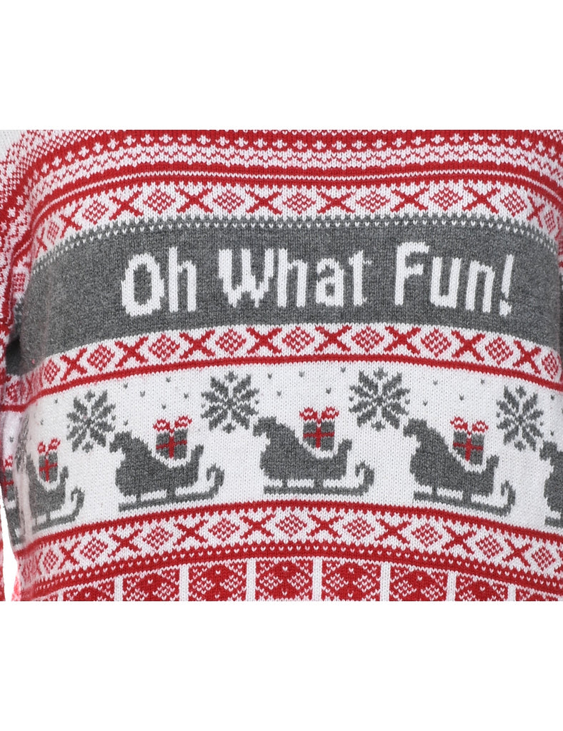 Festive Print Christmas Jumper - L