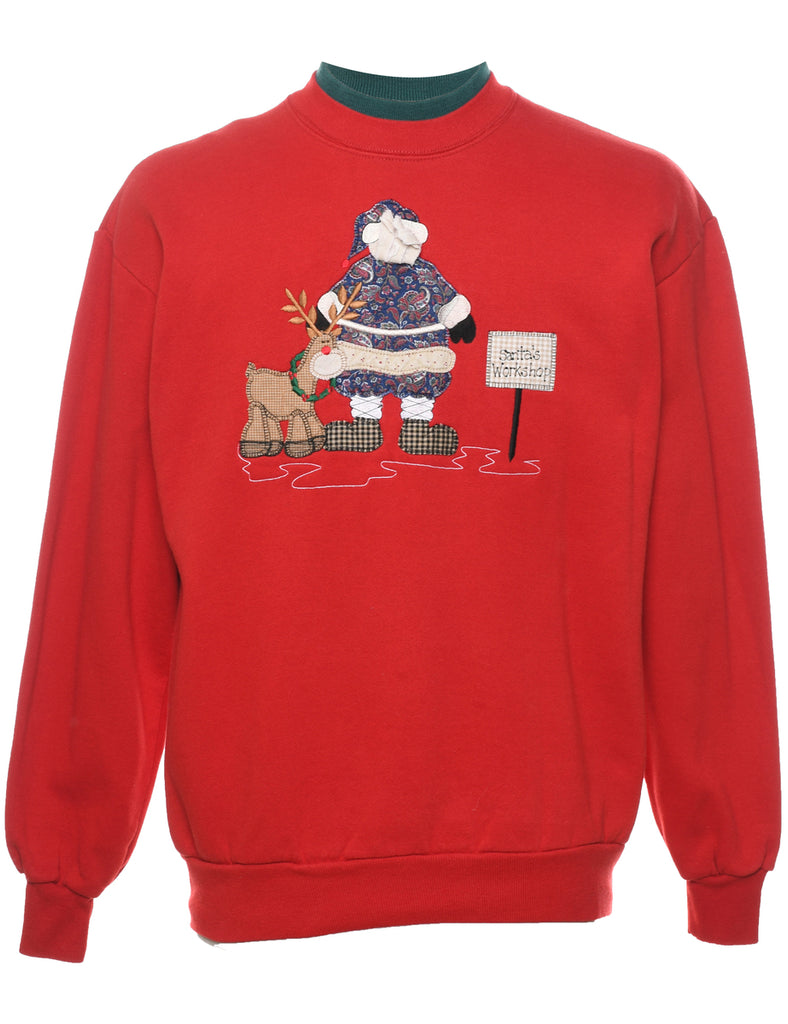 Festive Print Christmas Sweatshirt - M