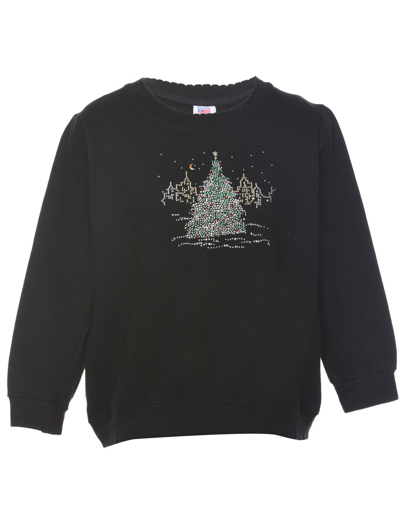 Festive Print Christmas Sweatshirt - S