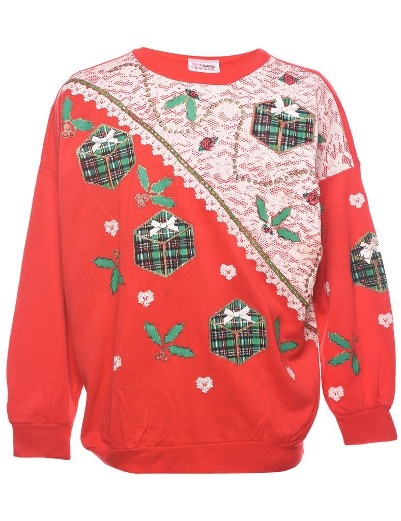 Festive Print Christmas Sweatshirt - L