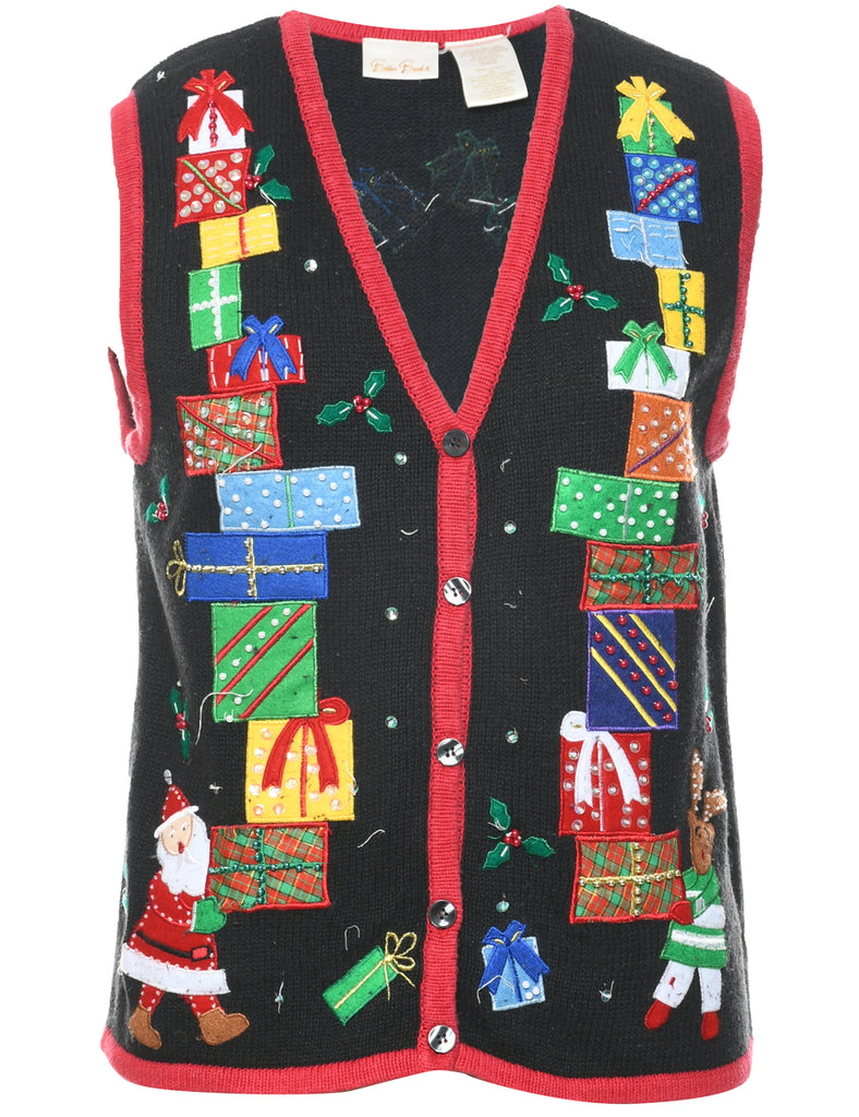 Festive Print Christmas Vest - S