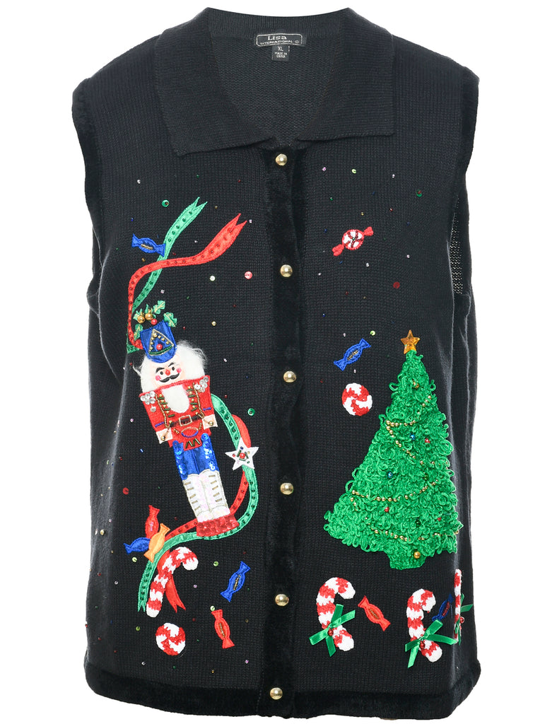 Festive Print Christmas Vest - XL