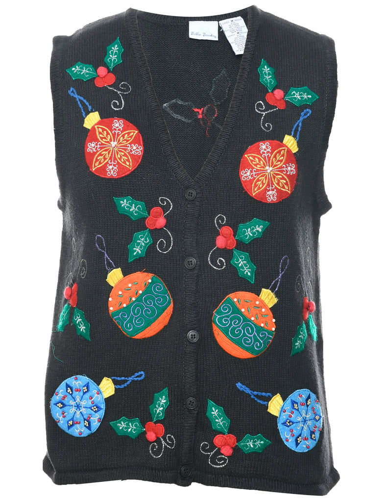 Festive Print Christmas Vest - M