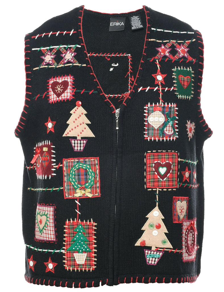 Festive Print Christmas Vest - XL