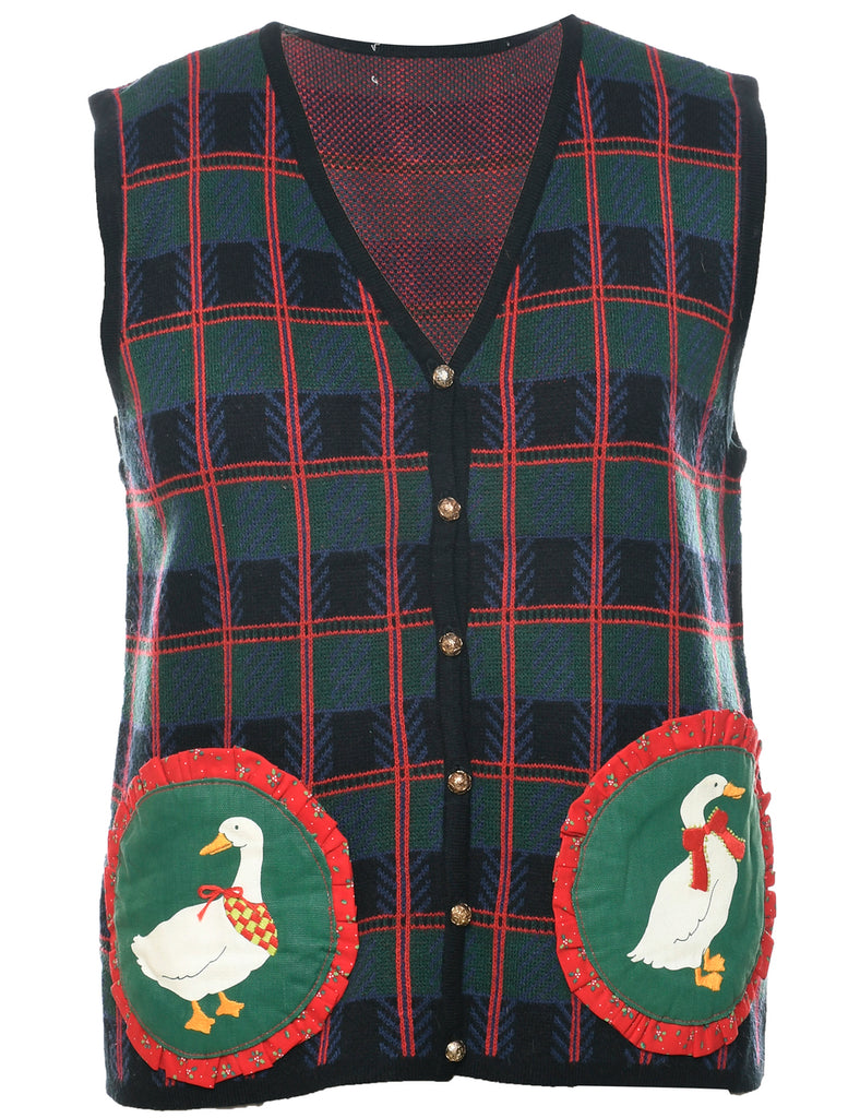 Festive Print Christmas Vest - M